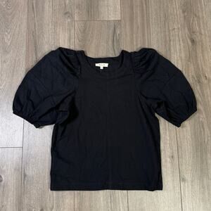 Madewell Puff-Sleeve Tee WMNS 2XS Jet Black Pullover Short Sleeve Stretch Cotton